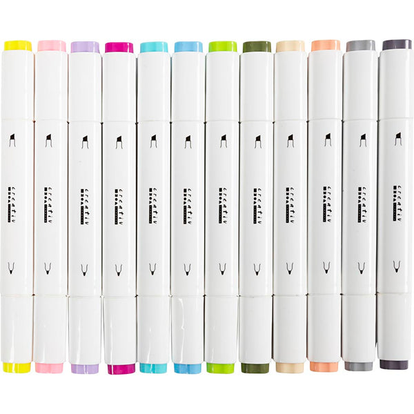 Illustration Marker, streg 1+8 mm, pastelfarver, 12 stk./ 1 pk.