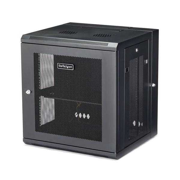 StarTech.com 12U 19 Wall Mount Network Cabinet - 16 Deep Hinged Locking Flexible IT Data Equipment Rack Vented  Enclosure w/Shelf Stativindelukkekabinet Sort