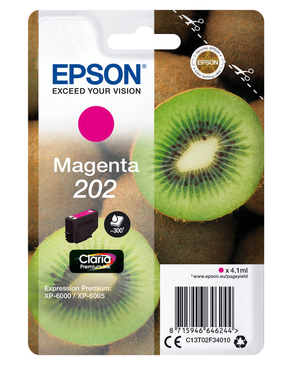 Epson 202 Magenta 300 sider Blæk C13T02F34010