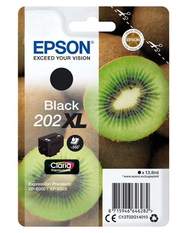 Epson 202XL Sort 550 sider Blæk C13T02G14010