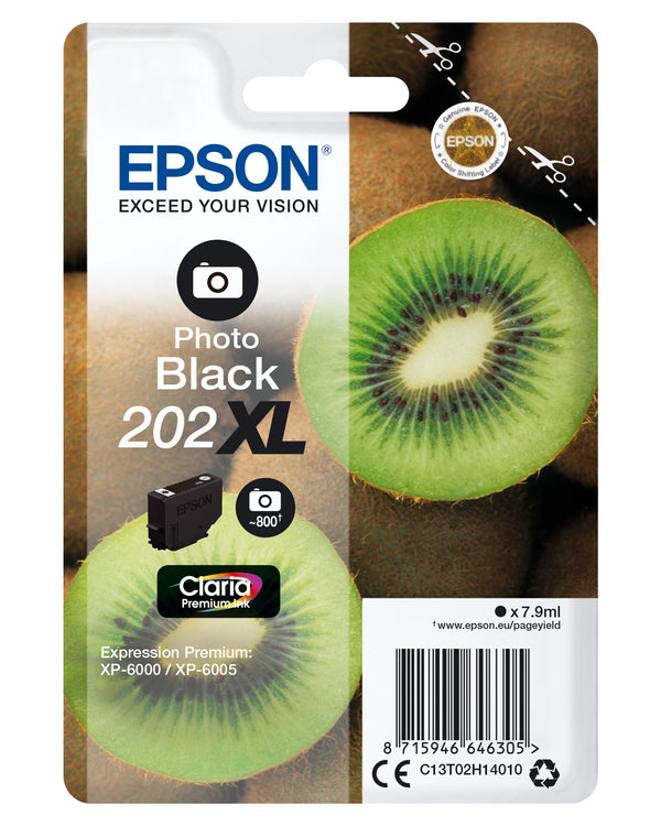 Epson 202XL Foto-sort 800 sider Blæk C13T02H14010