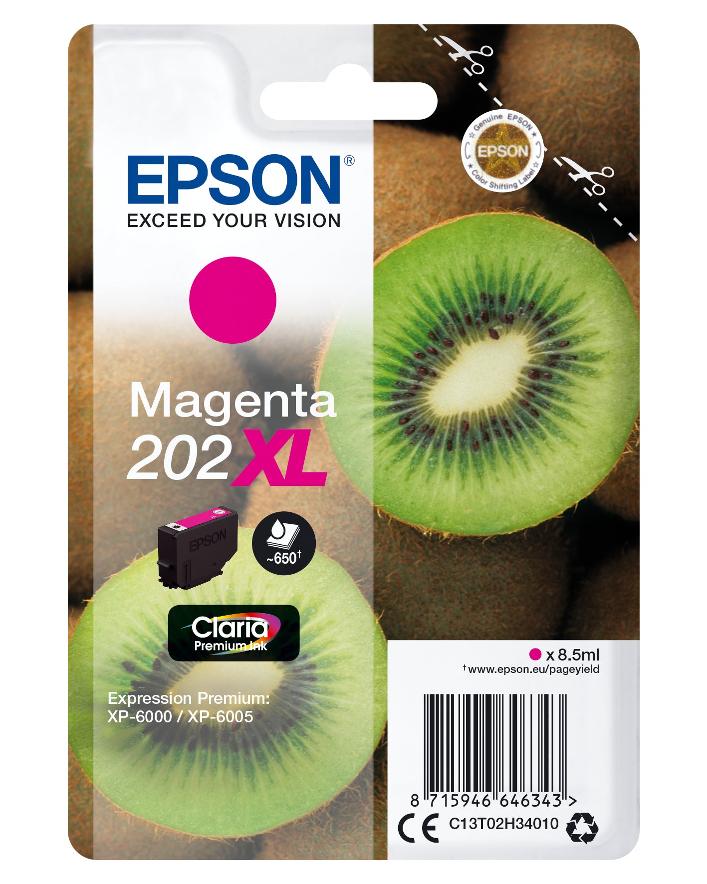 Epson 202XL Magenta 650 sider Blæk C13T02H34010
