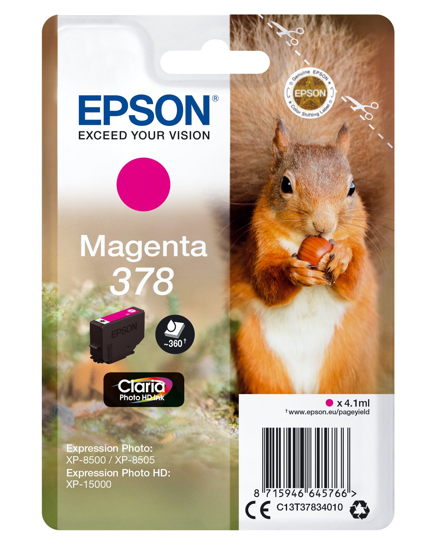 Epson 378 Magenta 360 sider Blæk C13T37834010