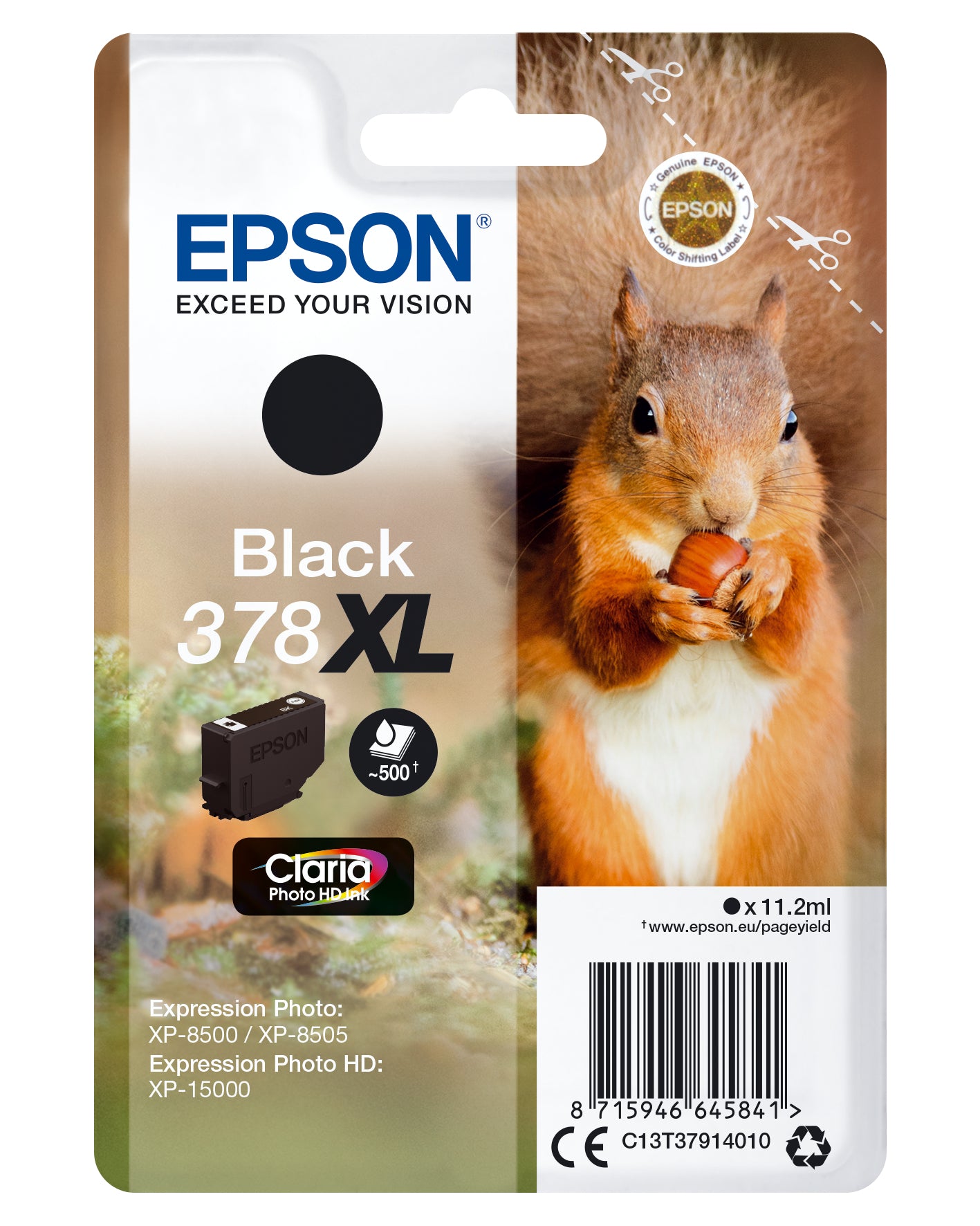 Epson 378XL Sort 500 sider Blæk C13T37914010