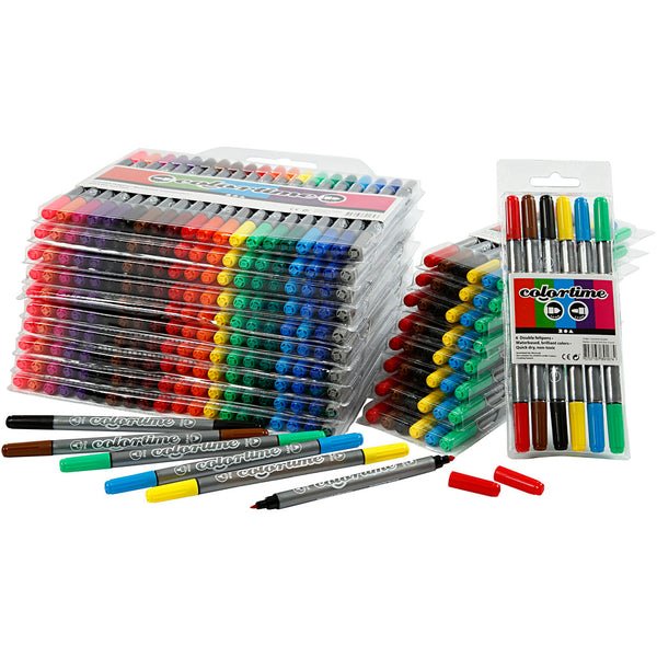 Colortime Dobbelttusch, streg 2,3+3,6 mm, ass. farver, 260 stk./ 1 pk.