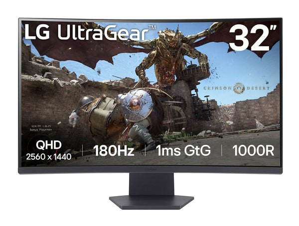 LG UltraGear 32GS60QC-B 32 2560 x 1440 (2K) HDMI DisplayPort 180Hz Pivot Skærm