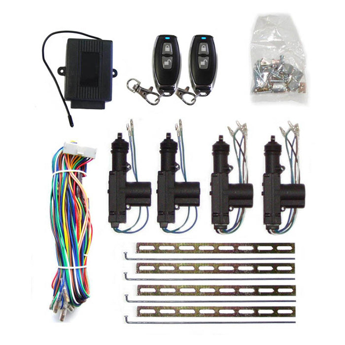 Centrallåsesæt med 2 fjernbetjeninger, universal til 4 døre - BENE