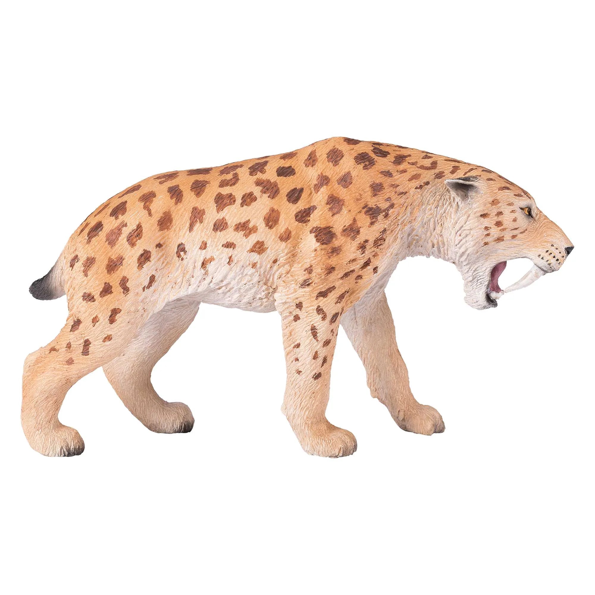 Smilodon sabelkat figur 12,8x3,8x7,6 cm kunststof - Mojo