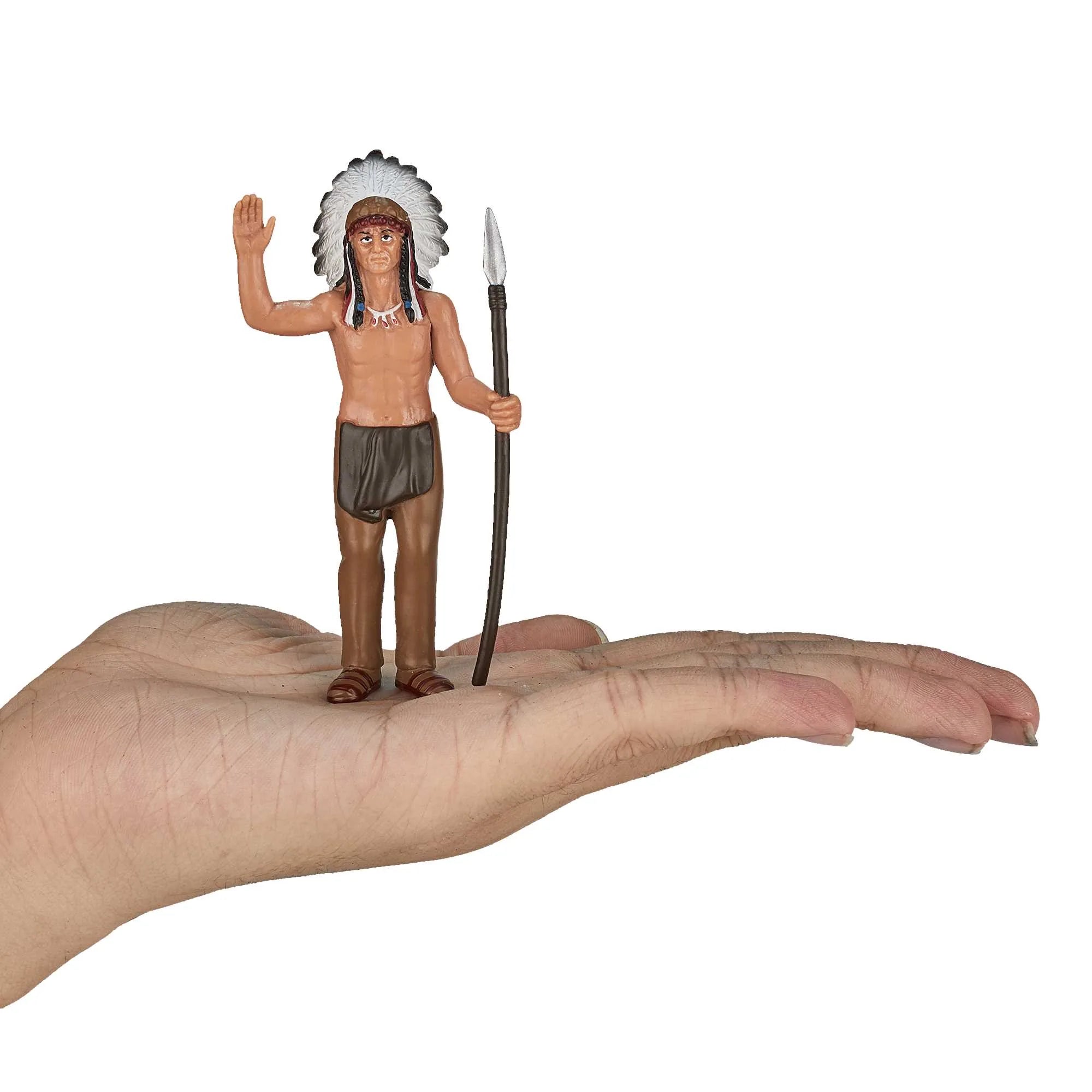 Indianerhøvding figur 2x3,5x8 cm kunststof, fri for ftalater, fra Mojo