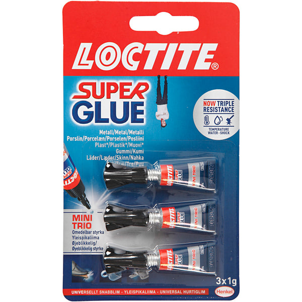 Loctite Super Glue - 3x1 g, stærk og alsidig lim