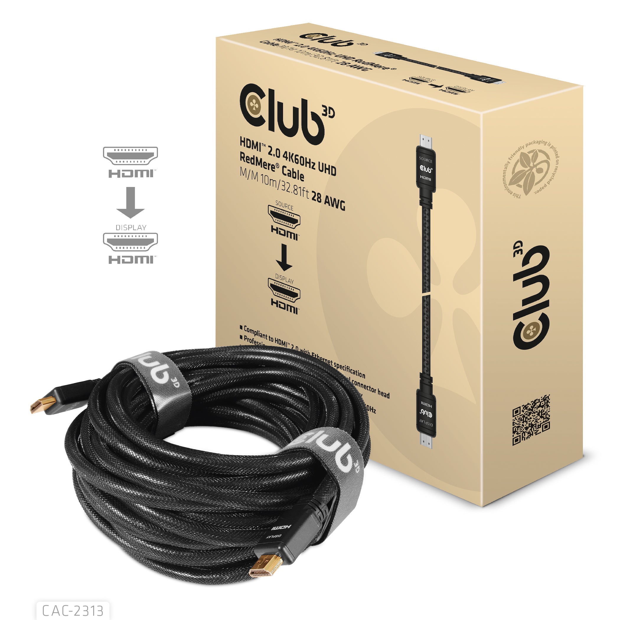 Club 3D CAC-2313 HDMI 2.0 RedMere Kabel 10m Sort