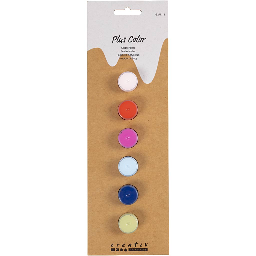 Plus Color Hobbymaling, stærke farver, 6x5 ml/ 1 pk.