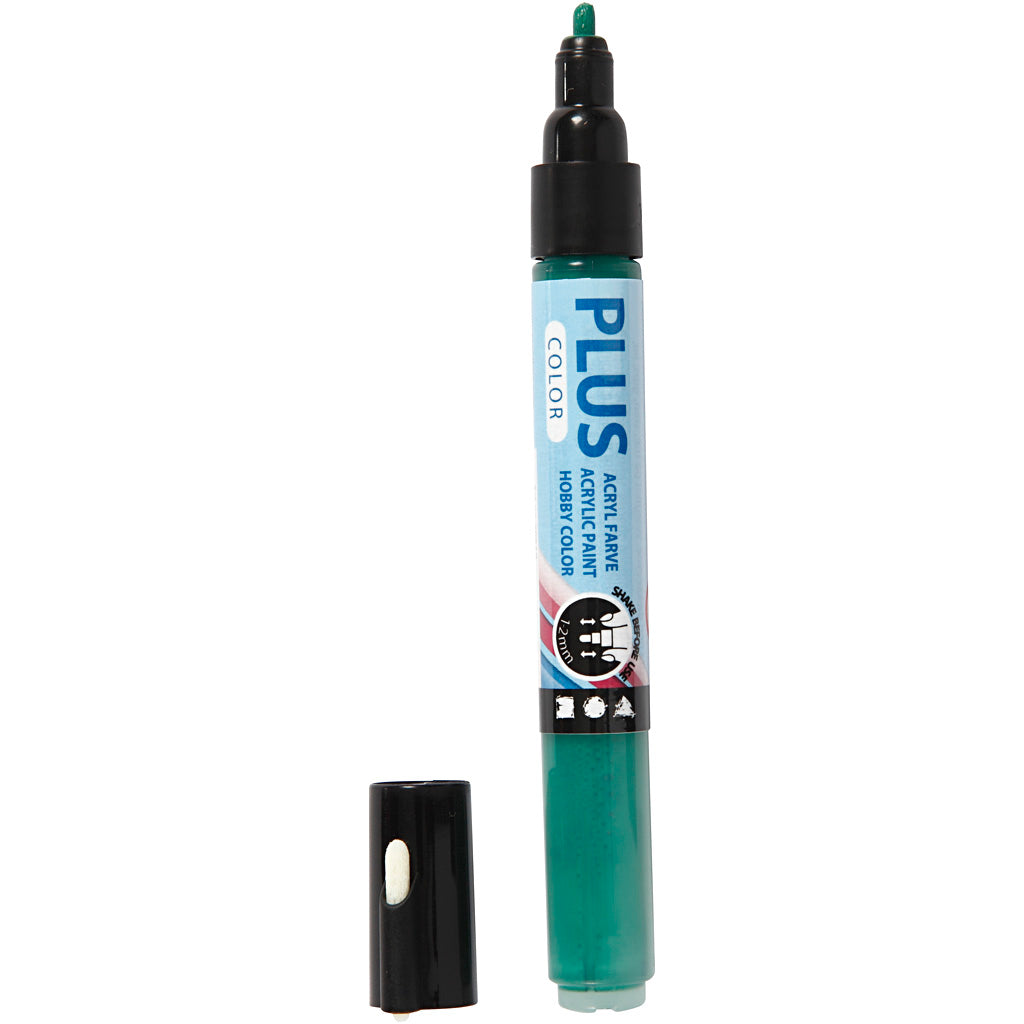 Plus Color Tusch, L: 14,5 cm, streg 1-2 mm, mørk grøn, 5,5 ml, 1 stk.