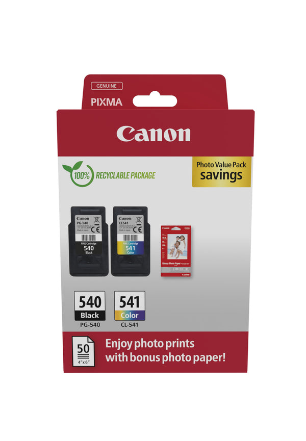 Canon PG-540/CL-541 Photo Paper Value Pack Sort Farve (cyan, magenta, gul) Blækpatron/papirsæt