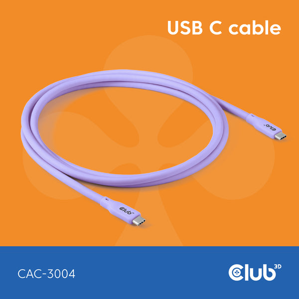 Club 3D USB Type-C kabel 2m Lilla