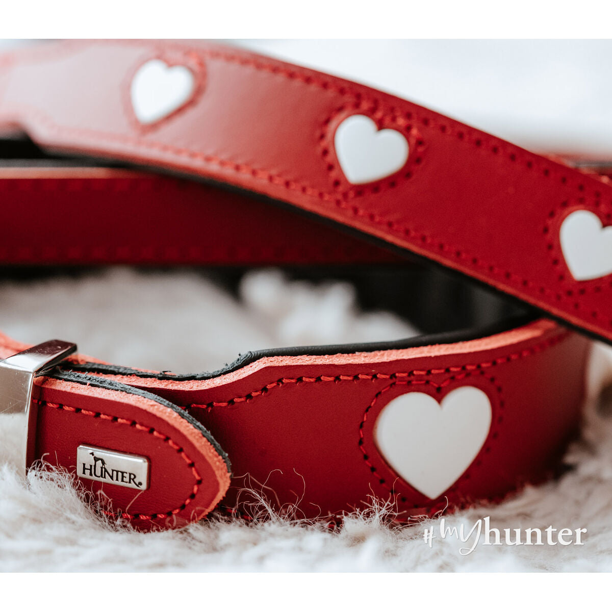 Hundehalsbånd Hunter Love M/L 47-54 cm Rød