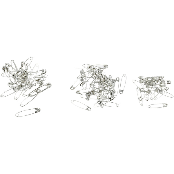 Sikkerhedsnåle i metal - 600 stk. i 3 størrelser