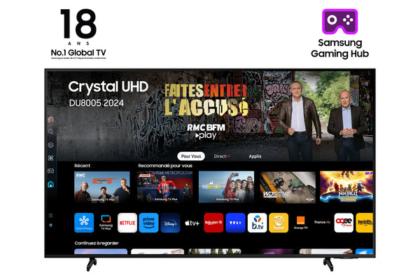SAMSUNG 75inch DU8005 4K Smart TV 2024 LED MIRRORING LED 60Hz 3xHDMI 2xUSB LAN DIG-OUT WIFI5 BT5.2 ARC HDR10+ DVB-T2C VESA400x40(P)
