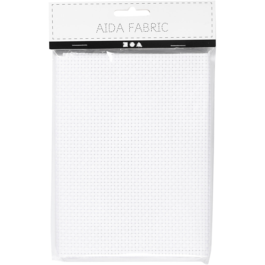 Aidastof, str. 50x50 cm, 35 tern pr. 10 cm, hvid, 1 stk.