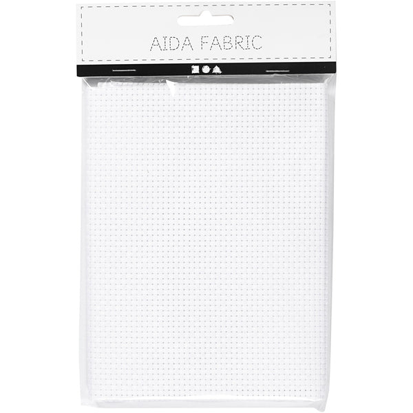 Aidastof, str. 50x50 cm, 35 tern pr. 10 cm, hvid, 1 stk.