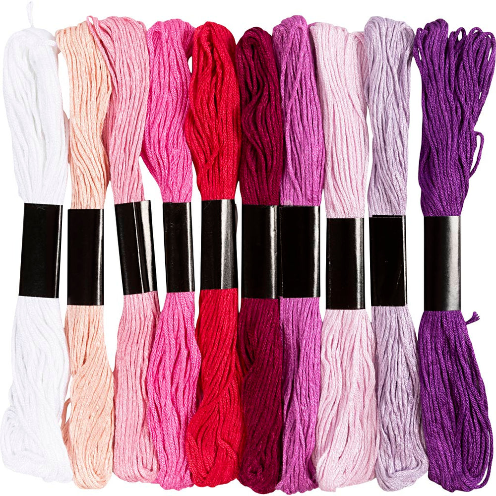 Broderigarn, tykkelse 1 mm, lilla/pink harmoni, 10x8 m/ 1 pk.