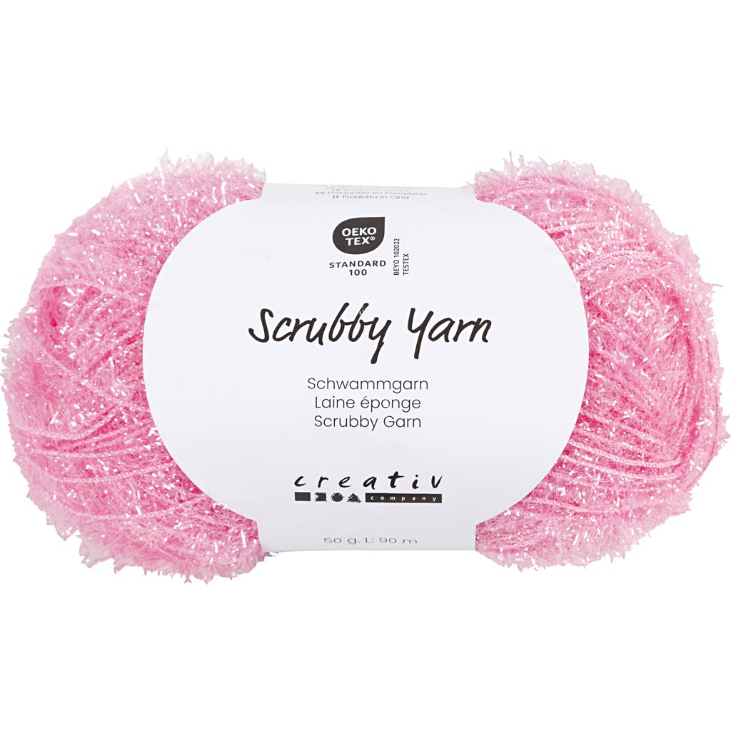 Scrubby Garn, L: 90 M, lyserød, 50 g/ 1 ngl.