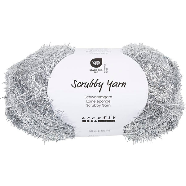 Scrubby Garn, L: 90 M, sølv, 50 g/ 1 ngl.
