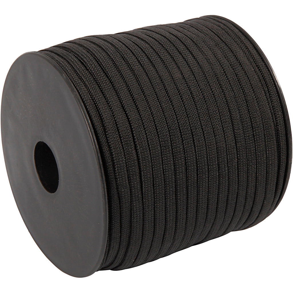 Imiteret Faldskærmsline, B: 5 mm, sort, 50 m/ 1 rl.