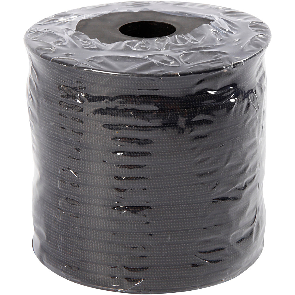 Imiteret Faldskærmsline, B: 5 mm, sort, 50 m/ 1 rl.