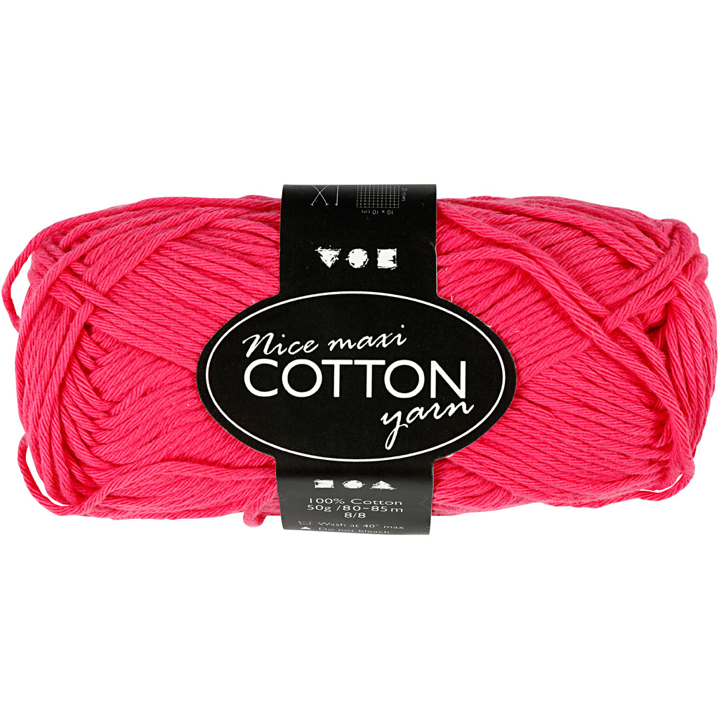 Bomuldsgarn, 8/8, L: 80-85 M, str. maxi, pink, 50 g/ 1 ngl.