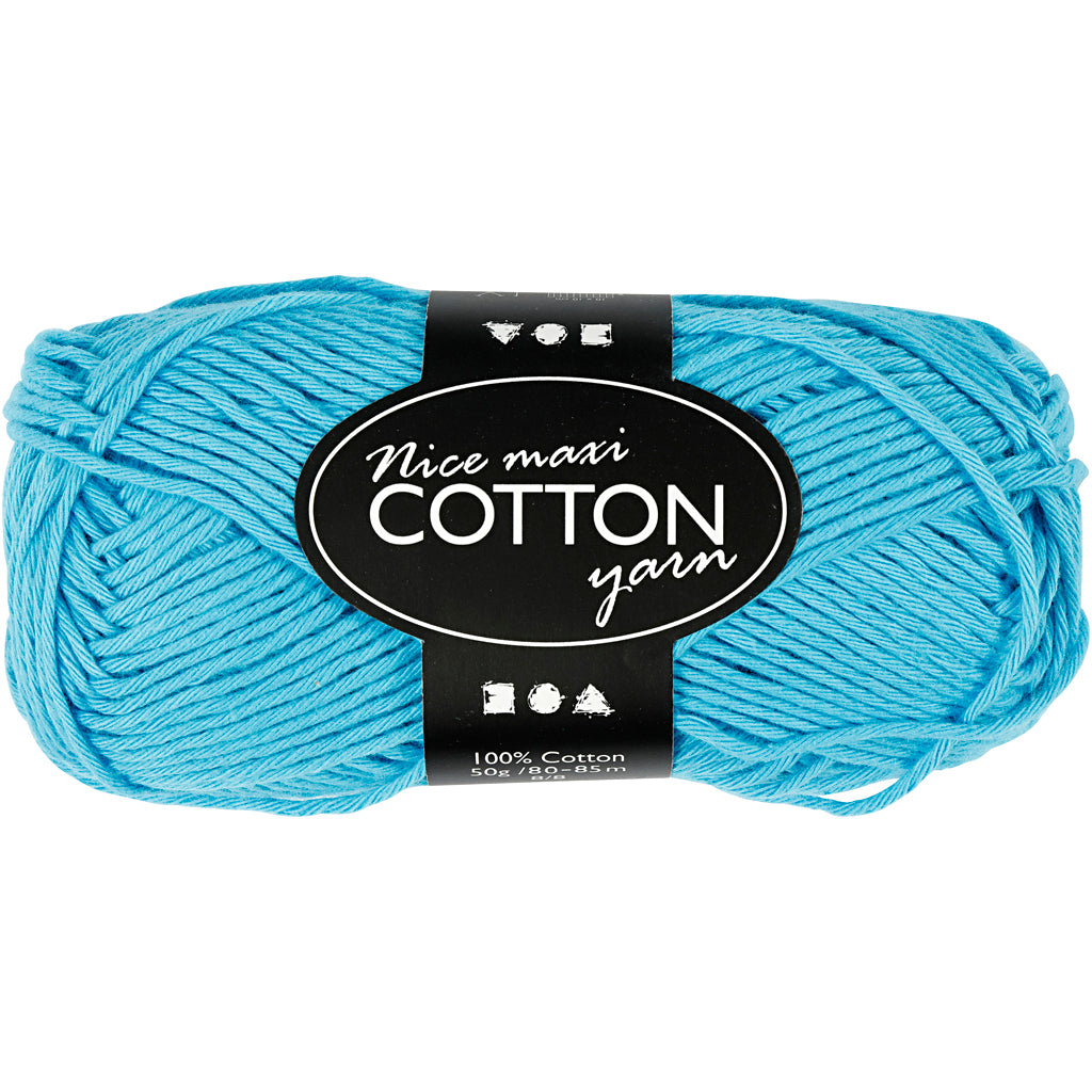 Bomuldsgarn, 8/8, L: 80-85 M, str. maxi, turkis, 50 g/ 1 ngl.