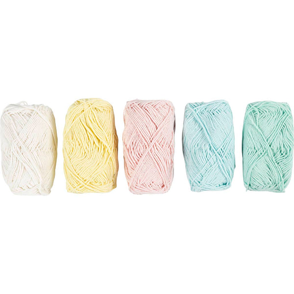 Bomuldsgarn, nr. 8/4, L: 5x50 M, pastelfarver, 5x20 g/ 1 pk.