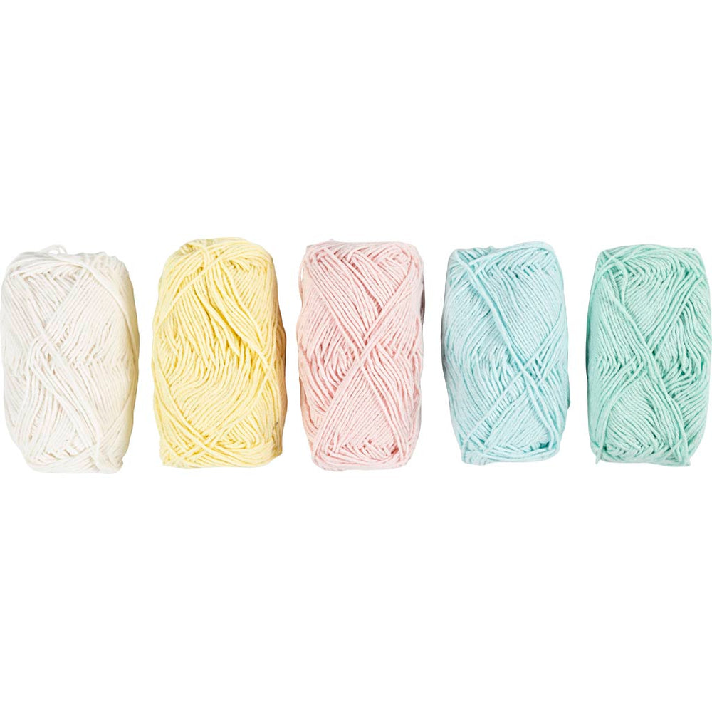 Bomuldsgarn, nr. 8/4, L: 5x50 M, pastelfarver, 5x20 g/ 1 pk.