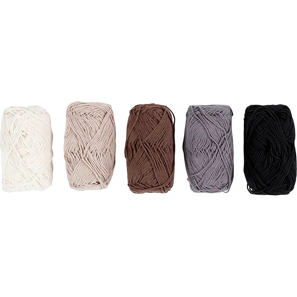 Bomuldsgarn, nr. 8/4, L: 5x50 M, Naturfarver, 5x20 g/ 1 pk.