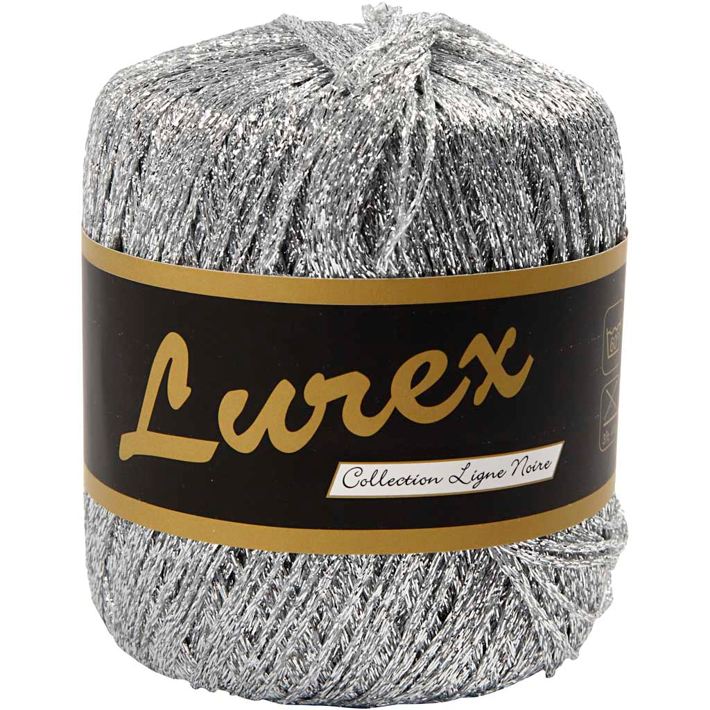 Lurex Garn, L: 160 M, sølv, 25 g/ 1 ngl.