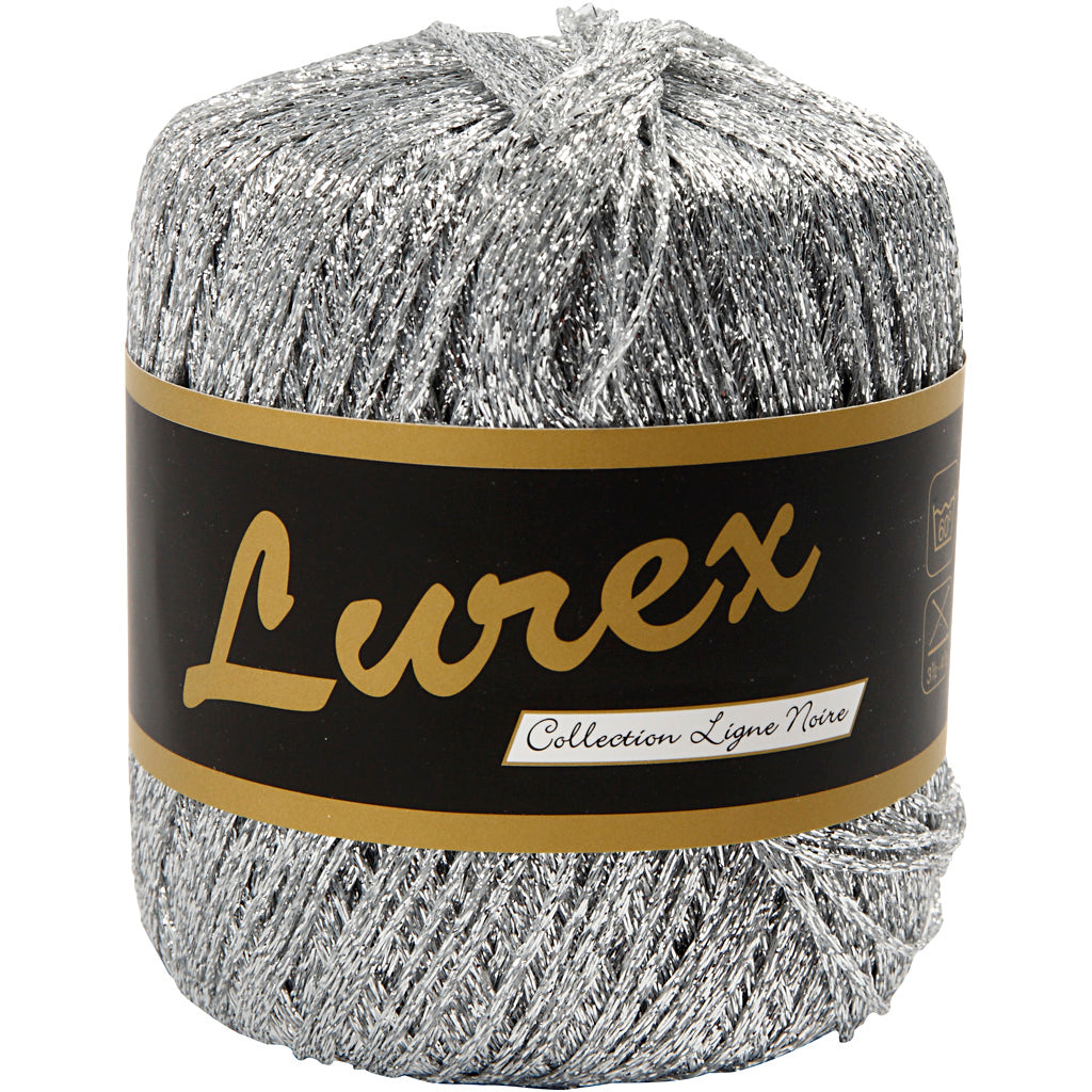 Lurex Garn, L: 160 M, sølv, 25 g/ 1 ngl.