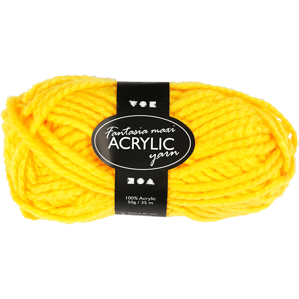 Fantasia Polyacrylgarn, L: 35 M, Maxi, gul, 50 g/ 1 ngl.