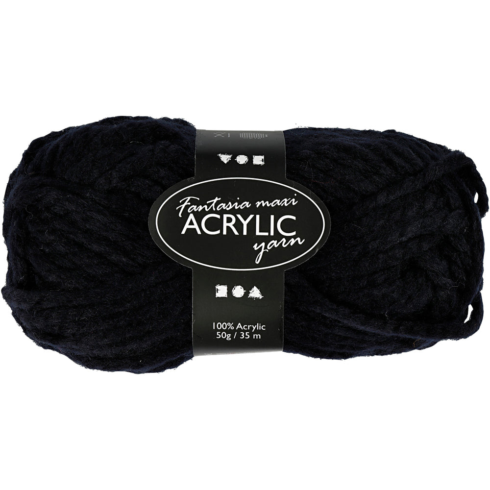 Fantasia Polyacrylgarn, L: 35 M, Maxi, sort, 50 g/ 1 ngl.