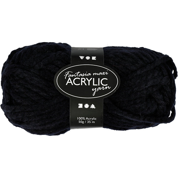 Fantasia Polyacrylgarn, L: 35 M, Maxi, sort, 50 g/ 1 ngl.