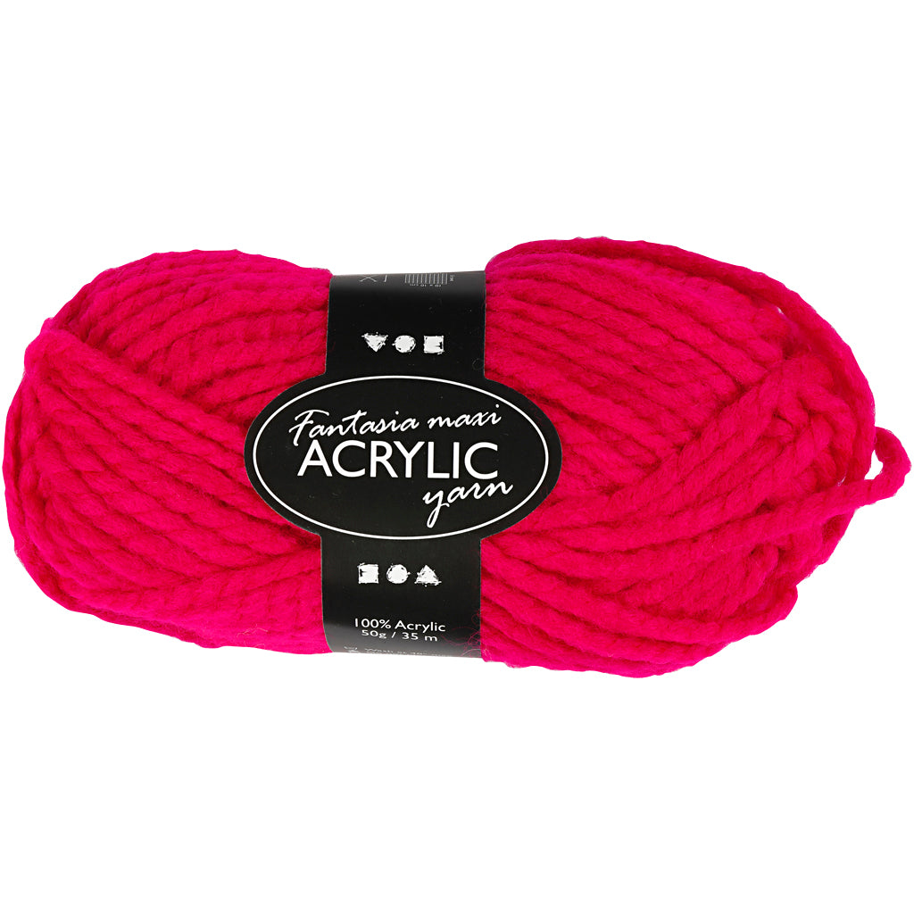 Fantasia Polyacrylgarn, L: 35 M, Maxi, fuchsia, 50 g/ 1 ngl.