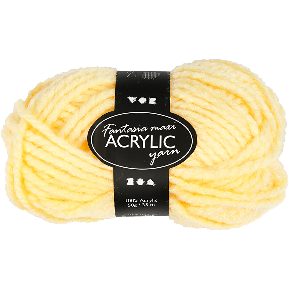Fantasia Polyacrylgarn, L: 35 M, Maxi, lys gul, 50 g/ 1 ngl.