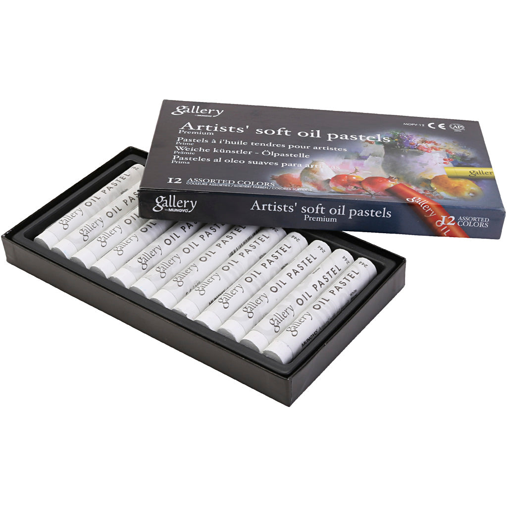 Gallery Oliepastel, L: 7 cm, diam. 11 mm, tykkelse 11 mm, hvid, 12 stk./ 1 pk.
