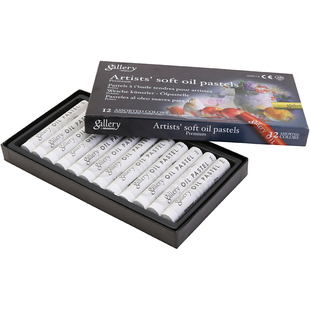Gallery Oliepastel, L: 7 cm, diam. 11 mm, tykkelse 11 mm, hvid, 12 stk./ 1 pk.