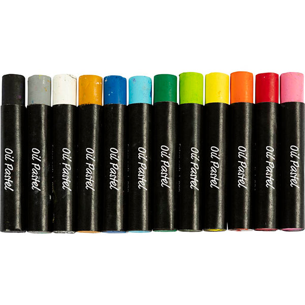 Oliepastel, L: 7 cm, tykkelse 11 mm, standardfarver, 12 stk./ 1 pk.