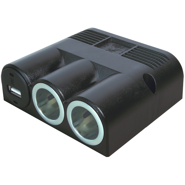 Strømudtag 2x + USB 3A 20A til skruemontering 8 - 34V E1-certificeret - procar