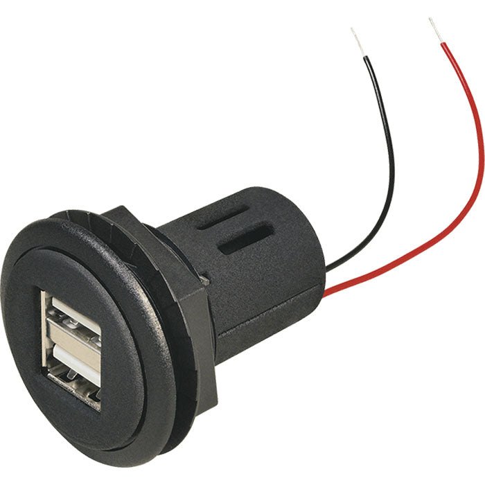 USB 2x2,5A 8 - 28V indbygget USB-udtag til panel Ø27,8 mm - procar