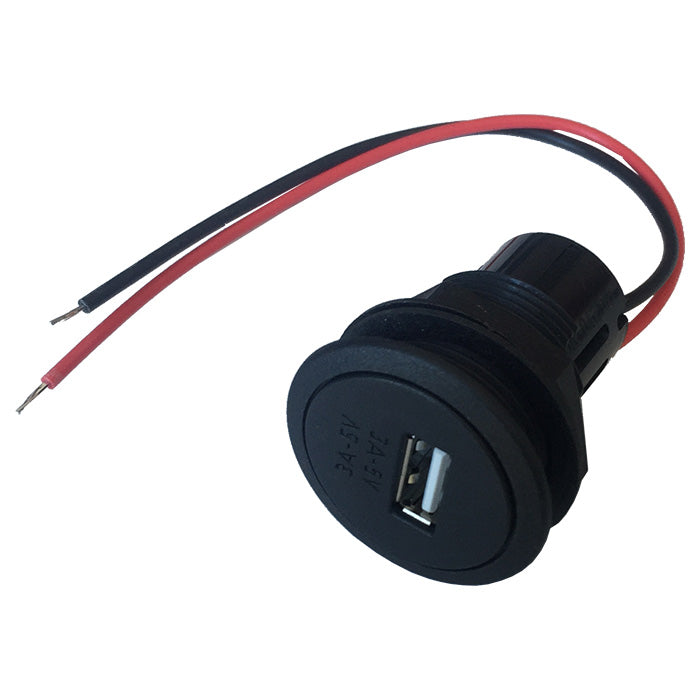 USB-indbygningsstik 5V 3A til 12-24V biler (Ø27,8 mm) - procar