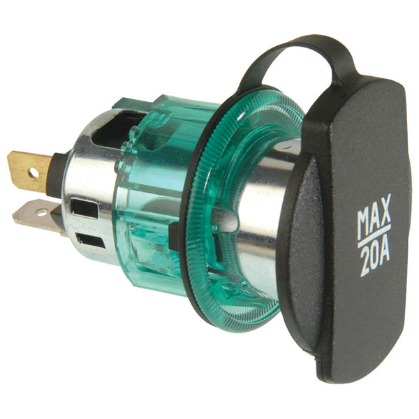 Cigartænderstik indbygning 12V 20A grøn krans - procar