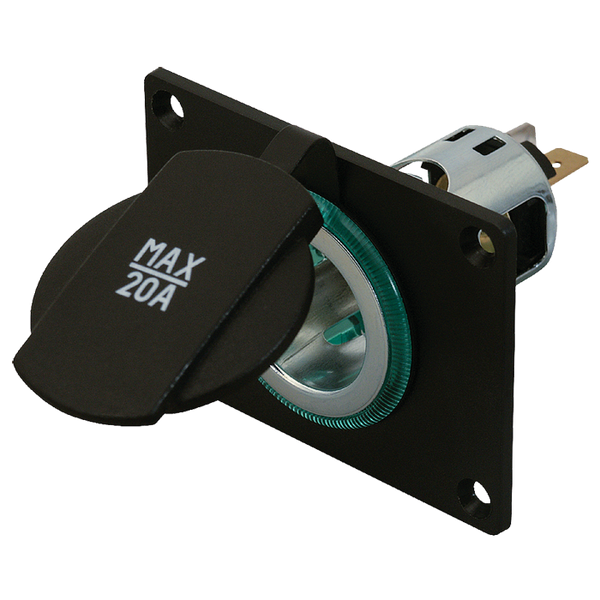 12V strømudtag med låg og skruehuller - procar