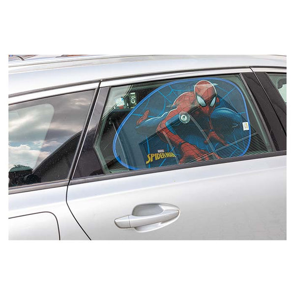 Solbeskytter Spiderman 2 stk 65x38 cm - formede solskærme til bilvindue, UV-beskyttelse - Disney